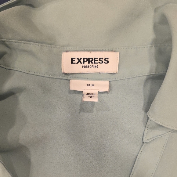 Express Light Mint Button-Front Blouse - Picture 2 of 2